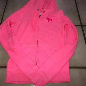 women’s victoria’s secrecy pink zip up hoodie